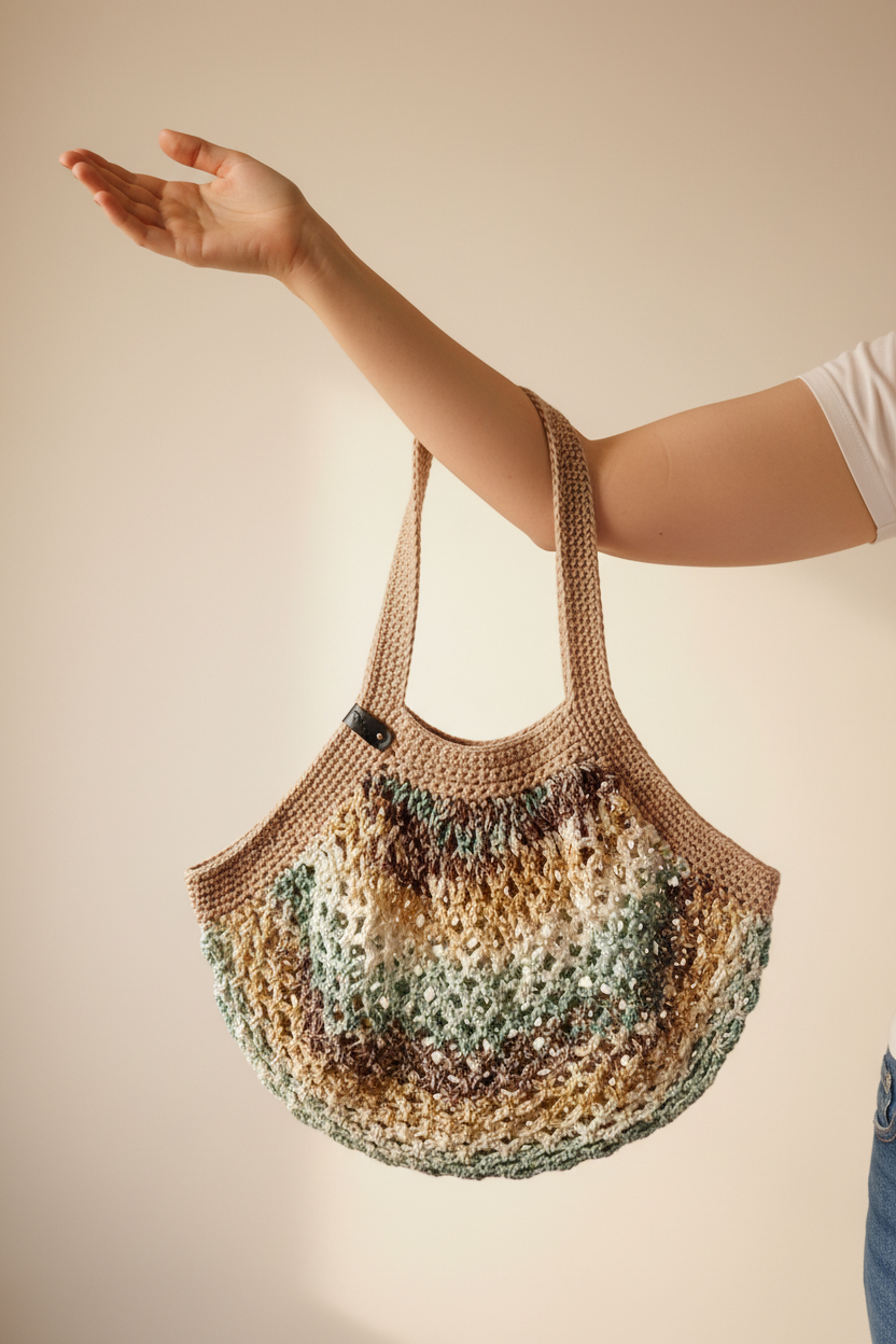 Woodland Market Tote — Variegated Cotton Mesh Bag