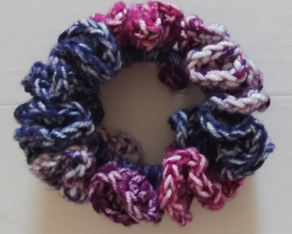 Kaleidoscope Violet Crochet Scrunchie | Soft Acrylic Hair Tie