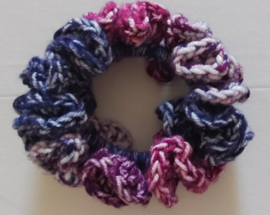 Kaleidoscope Violet Crochet Scrunchie | Soft Acrylic Hair Tie