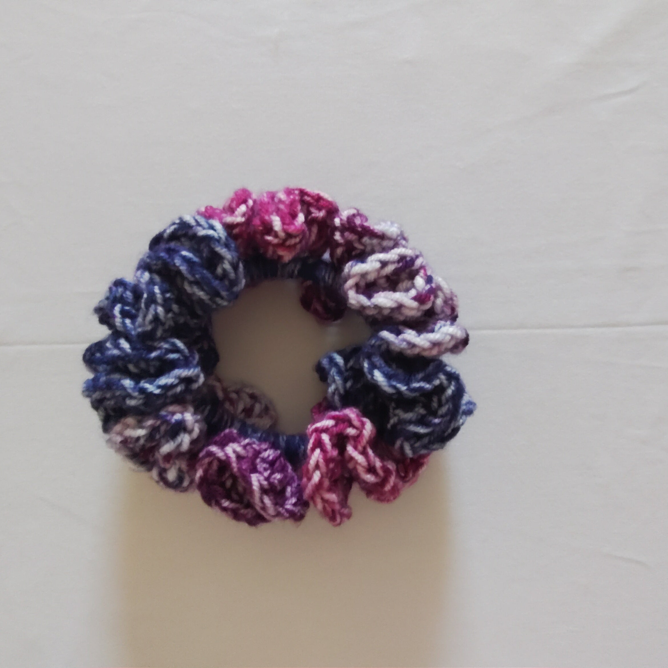 Kaleidoscope Violet Crochet Scrunchie | Soft Acrylic Hair Tie