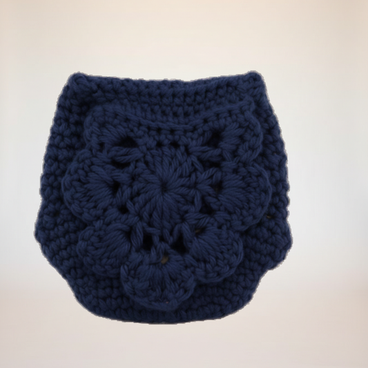Handmade Crochet Coin Purse - Navy Blue with Magnetic Closure