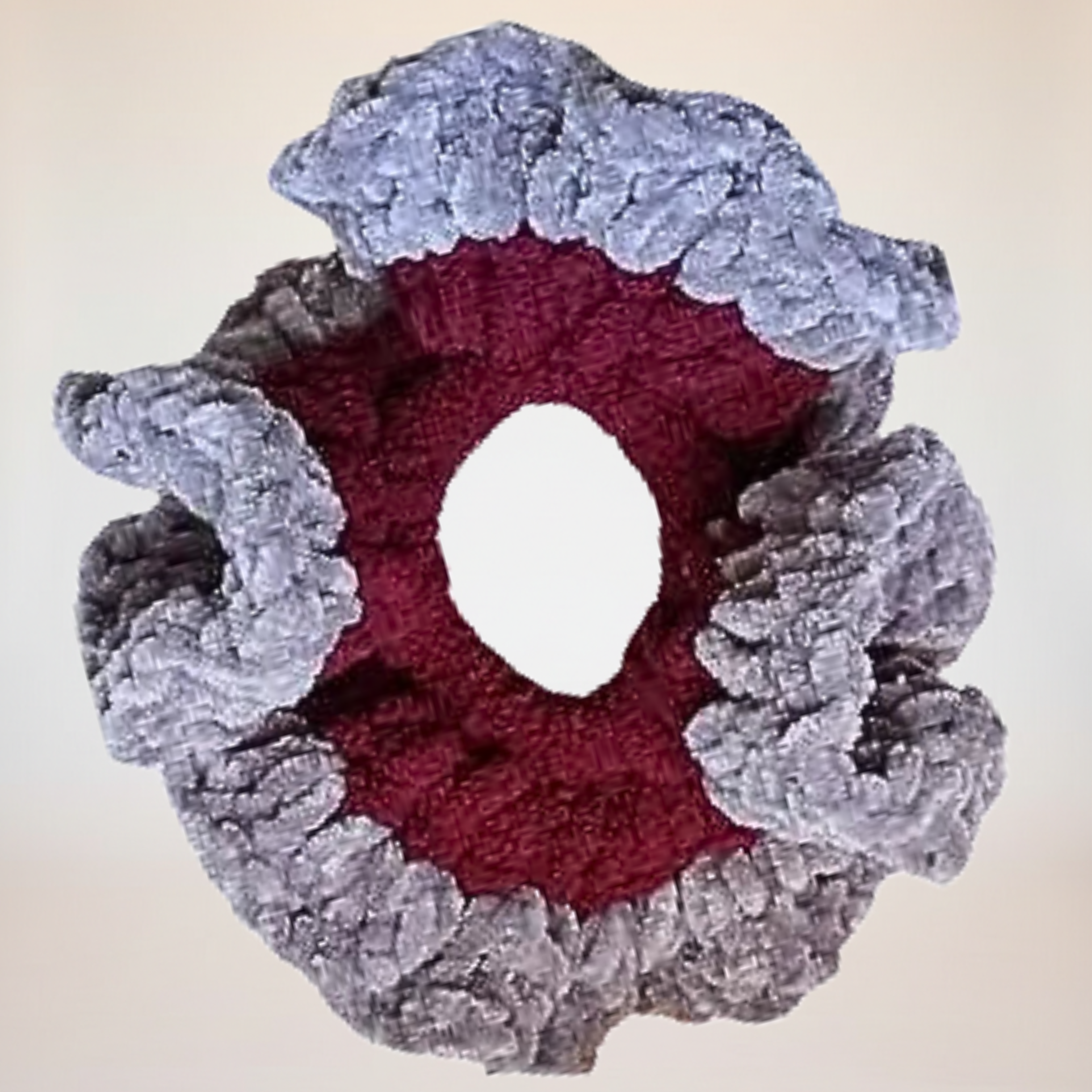Large Silver Scrunchie with Maroon Velvet Trim - Handmade Chunky Plush Hair Tie