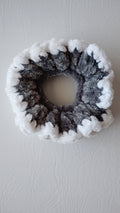 Gray & White Velvet Trim Extra Squishy Scrunchie