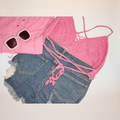 Kiki Pink Cotton Halter Top