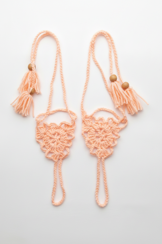 Barefoot Sandals-Beach Wedding, Peach, Women's Foot Jewelry