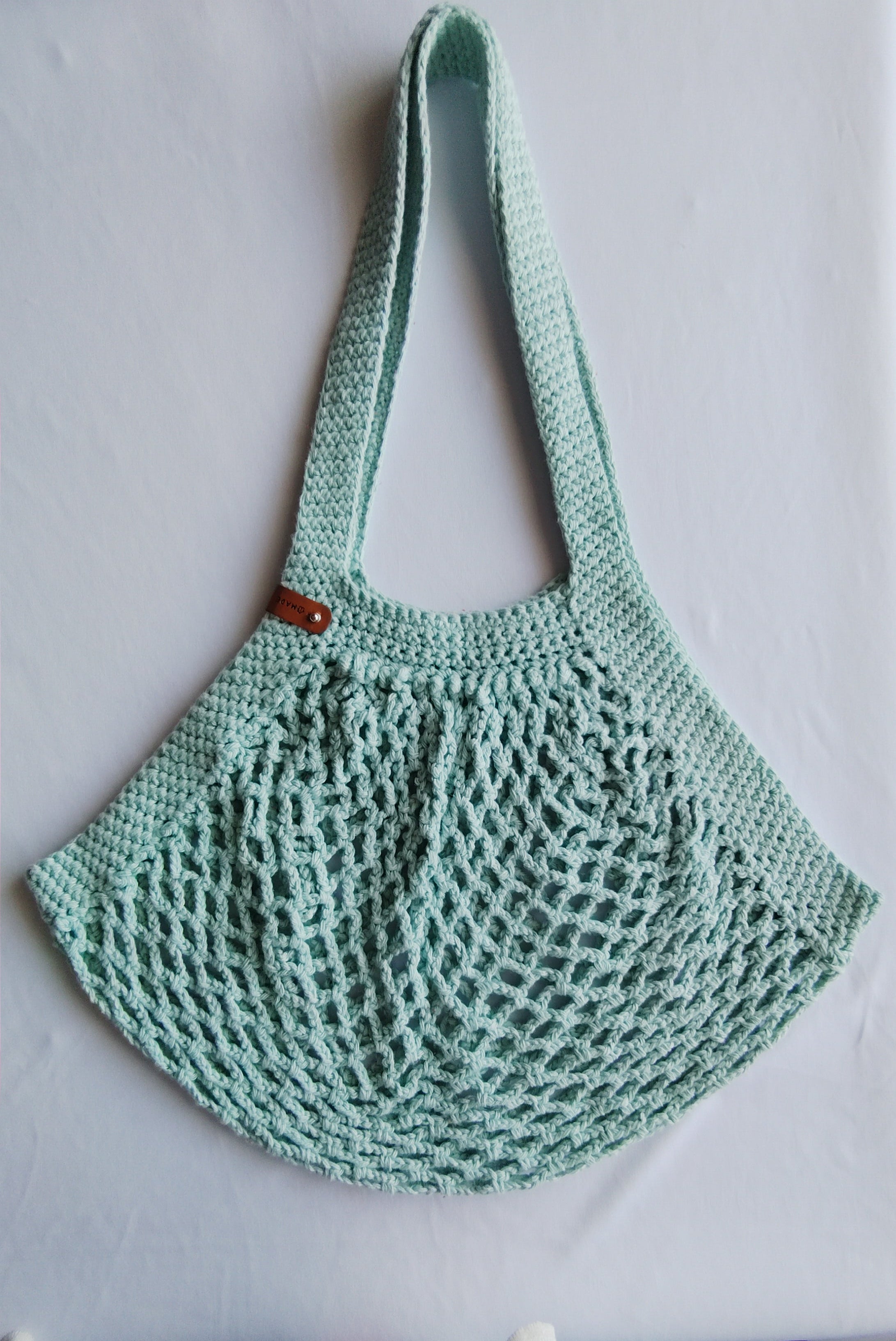 Teal Crochet Mesh Market Bag – Small | Cowgirl Urban Cotton Tote
