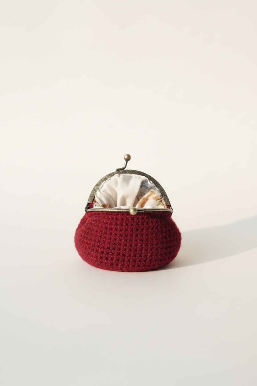 Sparkling Red Wine Coin Purse — Slow-Made, Kiss-Lock Clasp