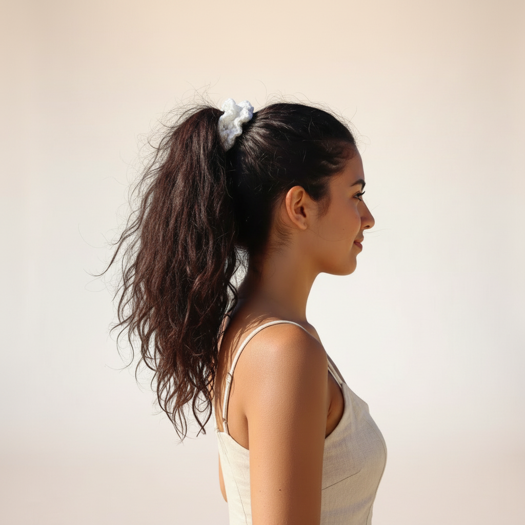 White Cotton Summer Hair Tie - Brand BG 2