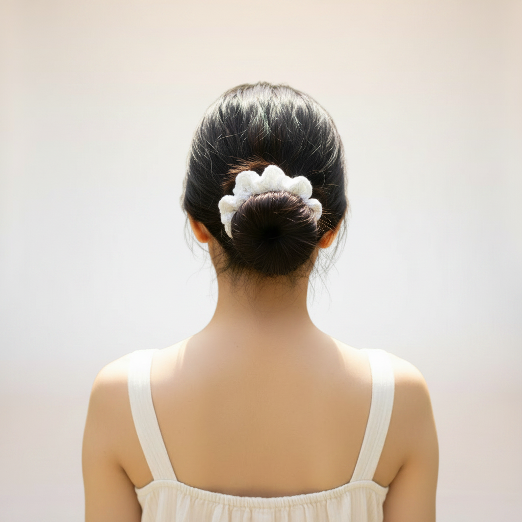 White Cotton Summer Hair Tie - Brand BG 3