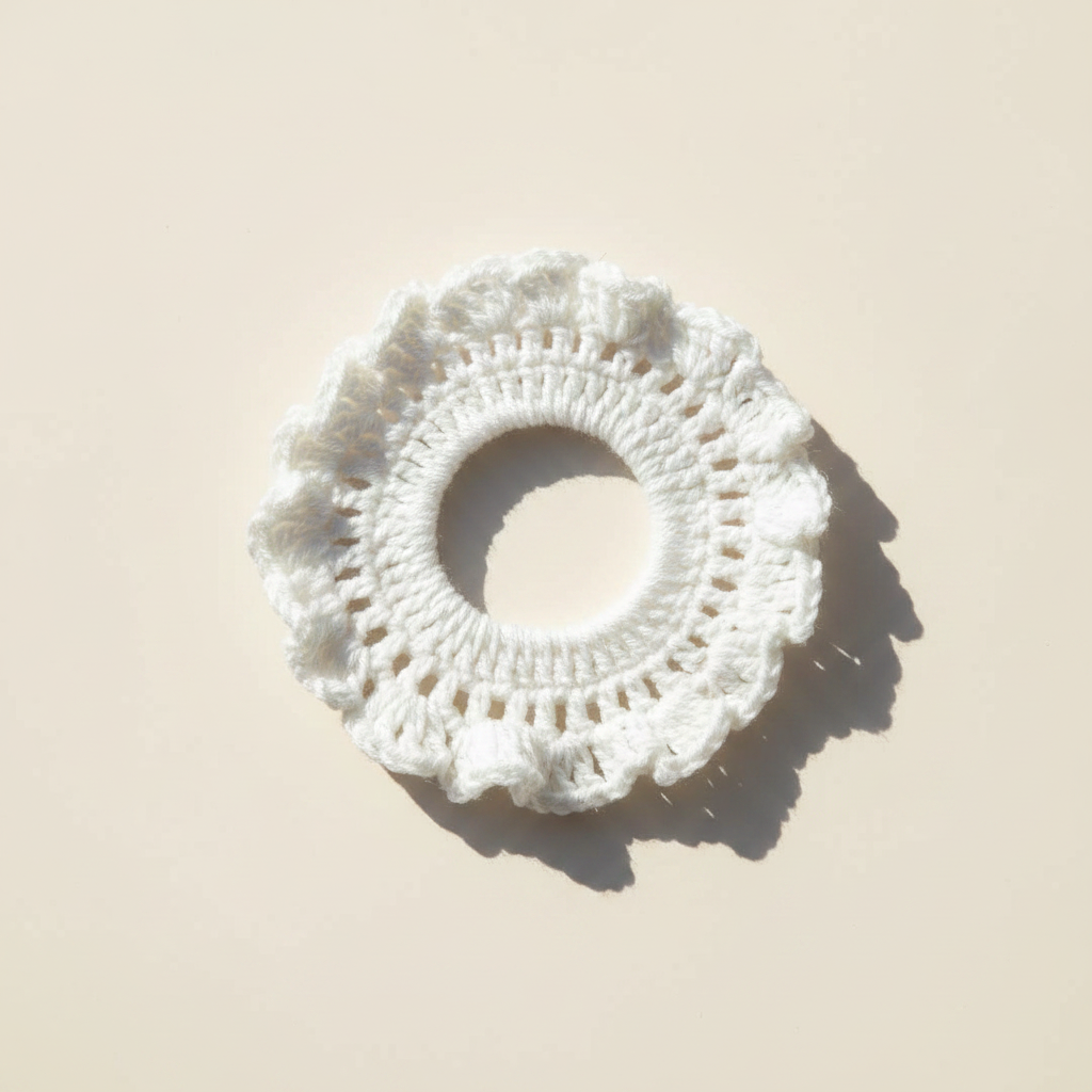 White Cotton Summer Hair Tie - Brand BG 5